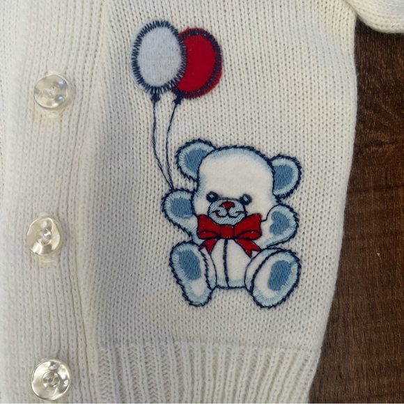 Vintage blue bird button down cardigan sweater baby appliqué 12-18 months - Picture 6 of 6